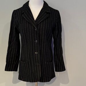 Vintage Women's Black wool Pinstripe Blazer- S/m